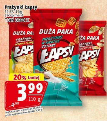 Prażynki Łapsy asortymant TBM Snack promocja w Prim Market
