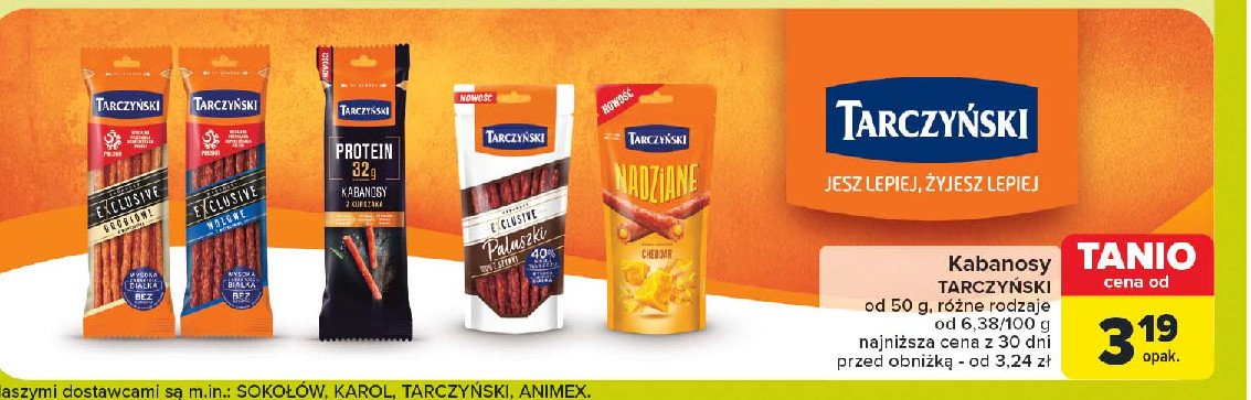 Kabanosy z kurczaka Tarczyński protein promocja