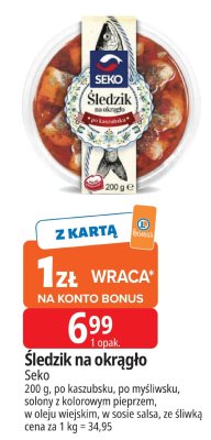 Śledzie na okrągło Seko promocja w Leclerc