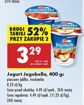 Jogurt pieczone jabłko Zott jogobella promocja w Biedronka