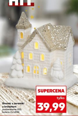 Domek z ceramiki z brokatem podświetlenie LED, baterie 2 x LR44 promocja w Kaufland