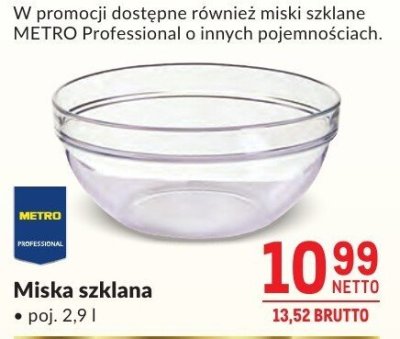 Miska szklana Metro Professional promocja w Makro
