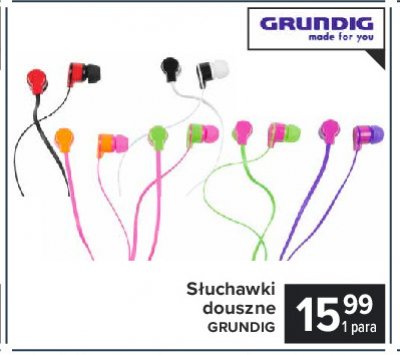 Słuchawki douszne zielono-różowe Grundig promocja