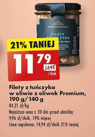 Filety z tuńczyka w oliwie z oliwek Biedronka promocja