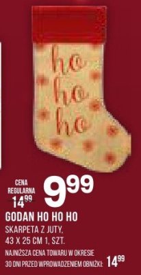 Skarpeta z juty Godan Ho Ho Ho, 43 x 25 cm, 1 szt promocja w Drogerie Natura