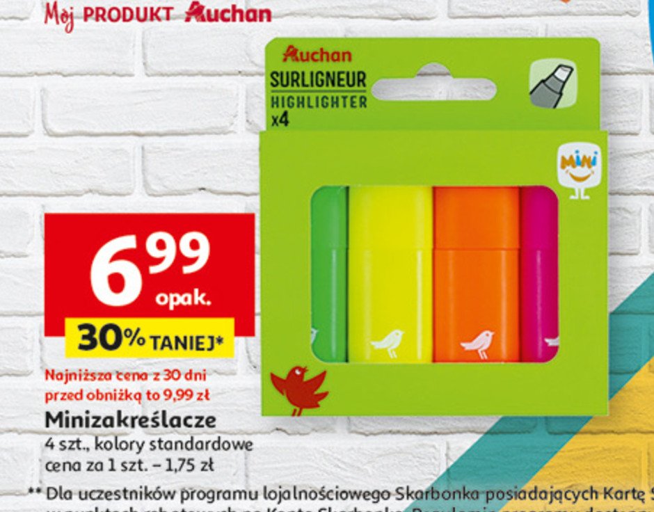 Zakreślacze mini Auchan promocja