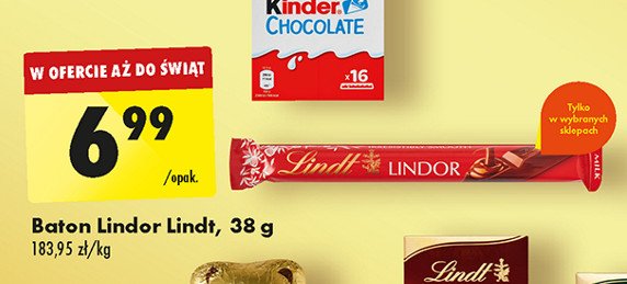 Batonik z mlecznej czekolady Lindt lindor promocja w Biedronka