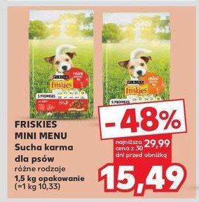 Karma dla psa wołowina Friskies mini menu Purina friskies promocja