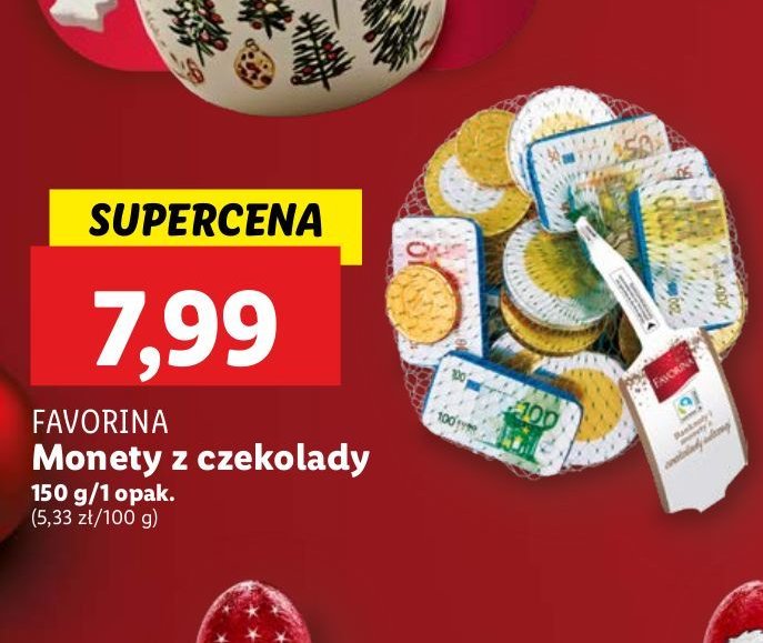 Monety z czekolady Favorina promocja w Lidl