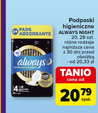 Podpaski secure night Always ultra promocja