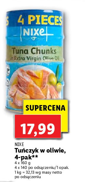 Tu艅czyk kawa艂ki w oliwie z oliwek Nixe promocja