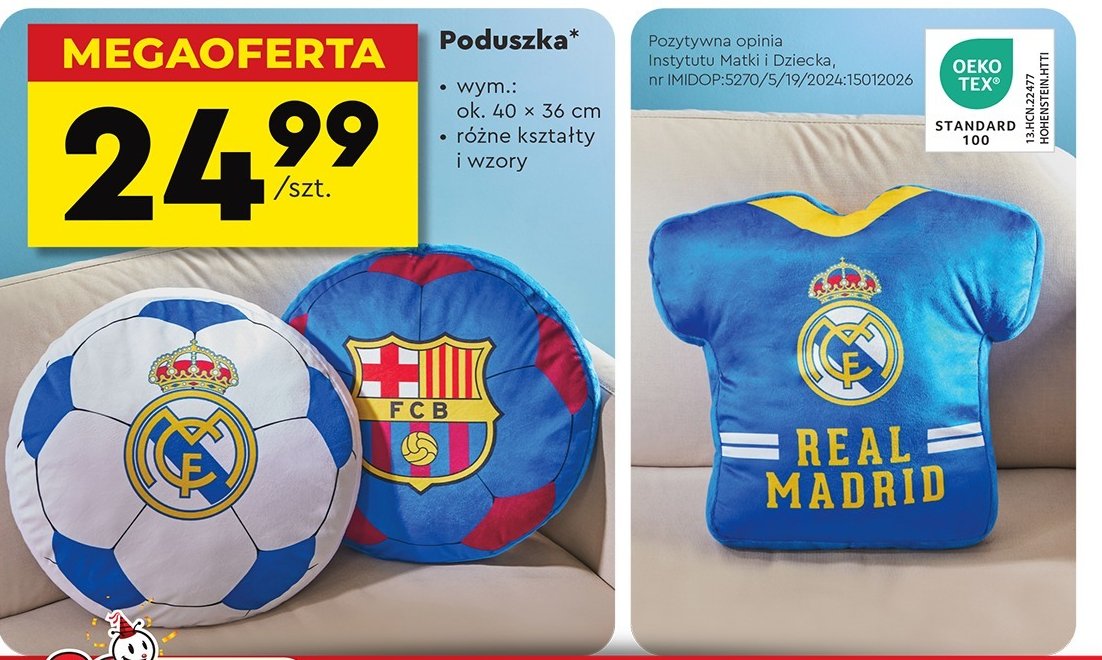 Poduszka 40 x 36 real madrid promocja w Biedronka