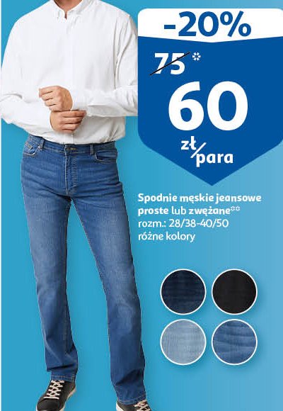 Spodnie męskie jeans 28/38-40/50 Auchan inextenso promocja