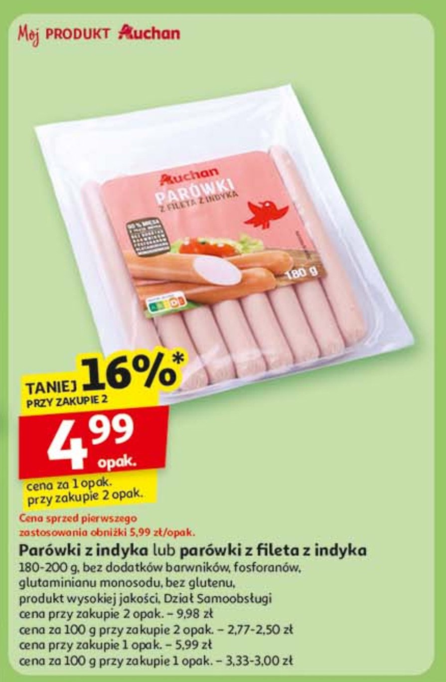 Parówki z indyka Auchan promocja
