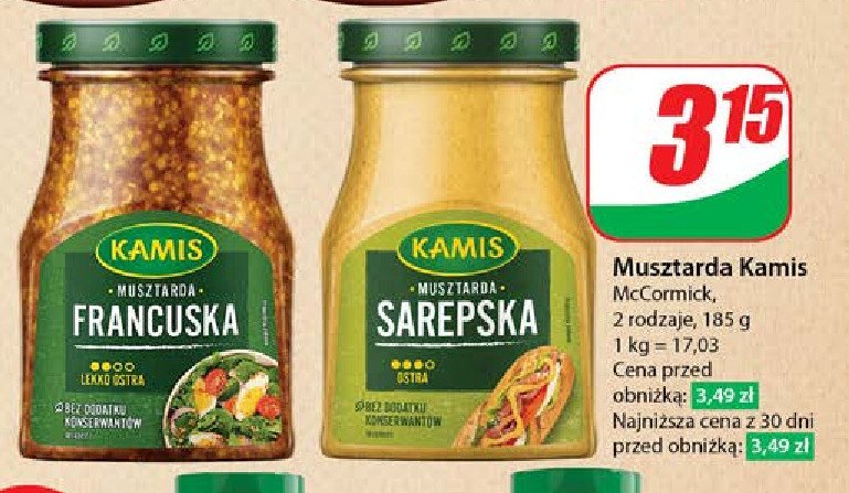 Musztarda sarepska Kamis promocja w Dino