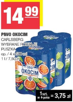Piwo Okocim Carlsberg wybrane rodzaje puszka promocja w SPAR