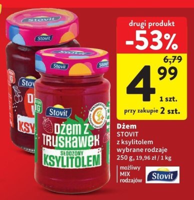 Dżem Dżem STOVIT z ksylitolem wybrane rodzaje promocja w Intermarche