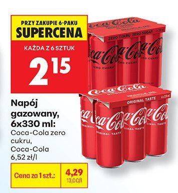 Napój gazowany Coca-Cola zero cukru 6x330ml promocja w Biedronka