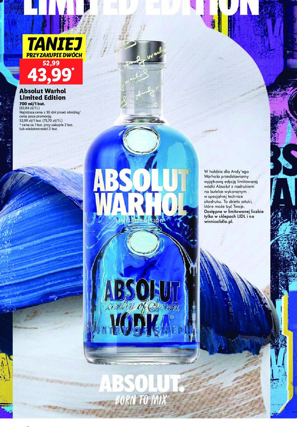 Wódka ABSOLUT ANDY WARHOL LIMITED EDITION promocja w Lidl