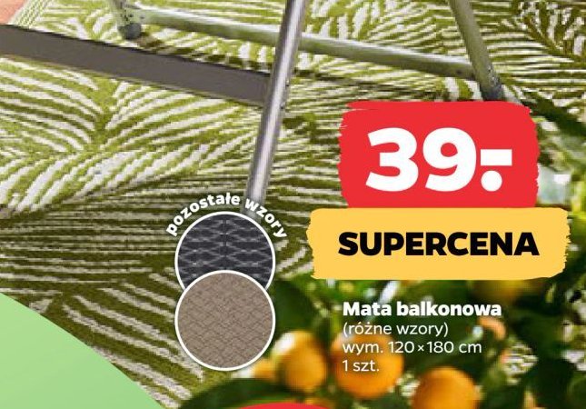 Mata balkonowa 120 x 180 cm promocja w Netto