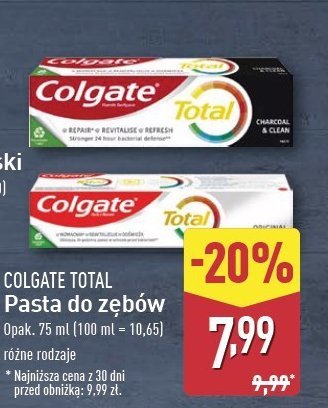 Pasta do zębów charcoal & clean Colgate total promocja