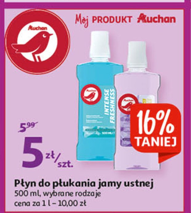 Płyn do higieny jamy ustnej pełna ochrona 6w1 Auchan promocja