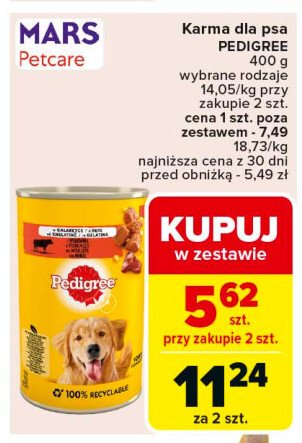 Karma dla psa wołowina w galaretce Pedigree promocja w Carrefour Market