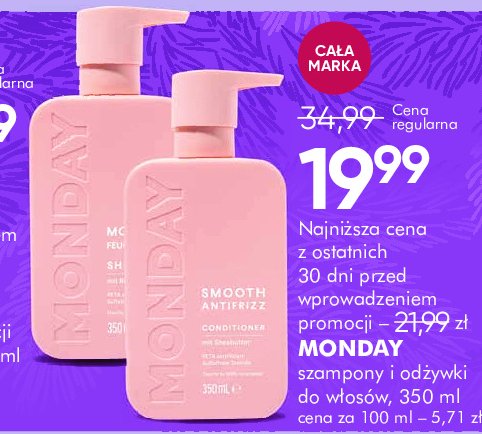 Szampon do włosów smooth antifrizz Monday haircare promocja