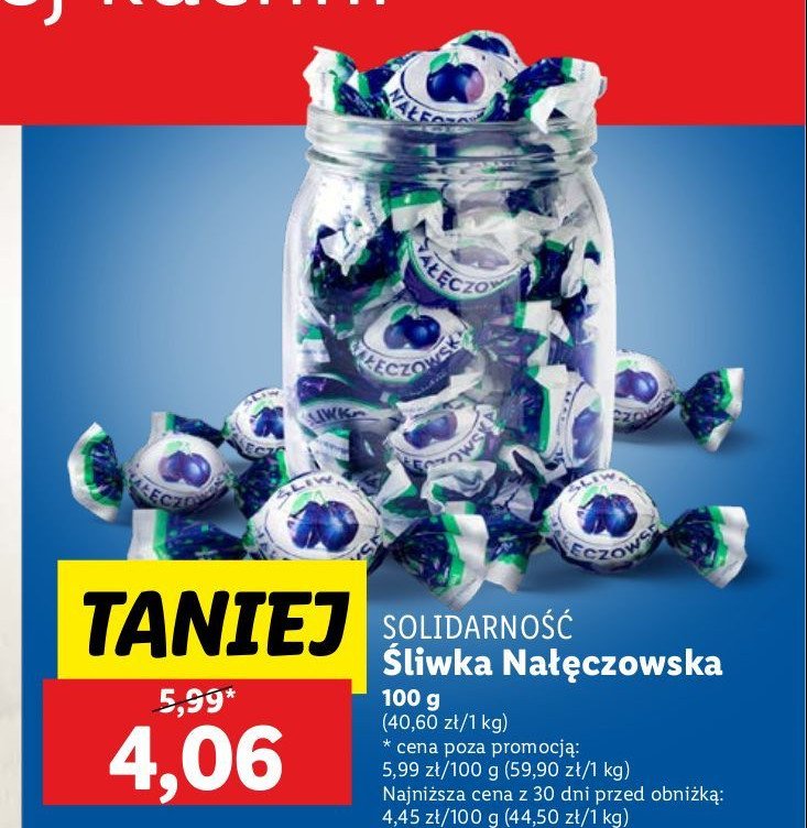 Śliwka w czekoladzie Solidarność śliwka nałęczowska promocja w Lidl