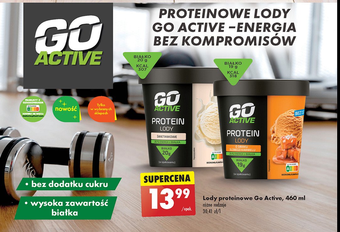 Lody proteinowe słony karmel Go active promocja