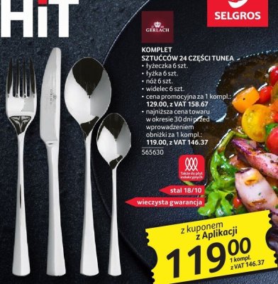 Komplet sztućców Gerlach 24 części Tuneą promocja w Selgros