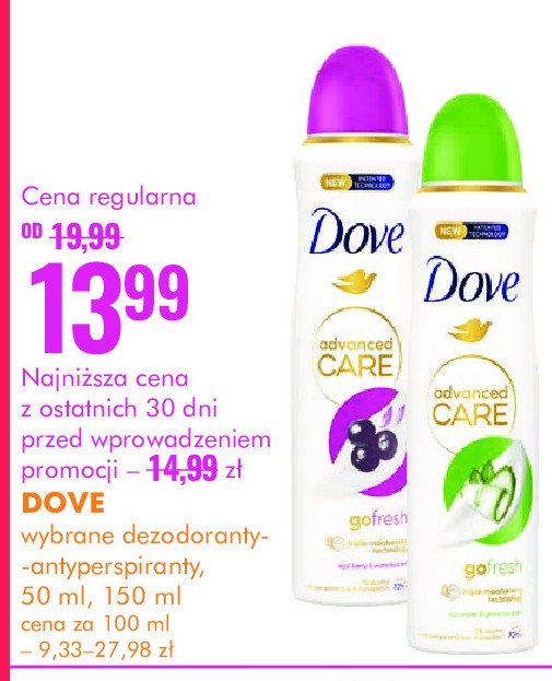 Dezodorant go fresh acai berry & waterlily scent Dove advanced care promocja