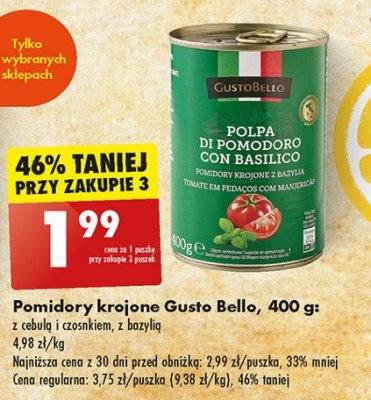 Pomidory krojone z bazylią Gustobello promocja