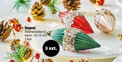 Bombki sople 3 szt., różne rodzaje promocja w Netto