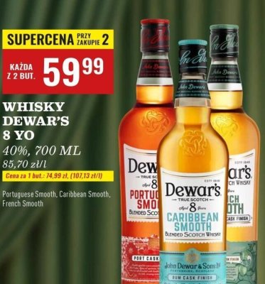 Whisky Dewar's 8 YO French Smooth 40%, 700 ML promocja w Biedronka