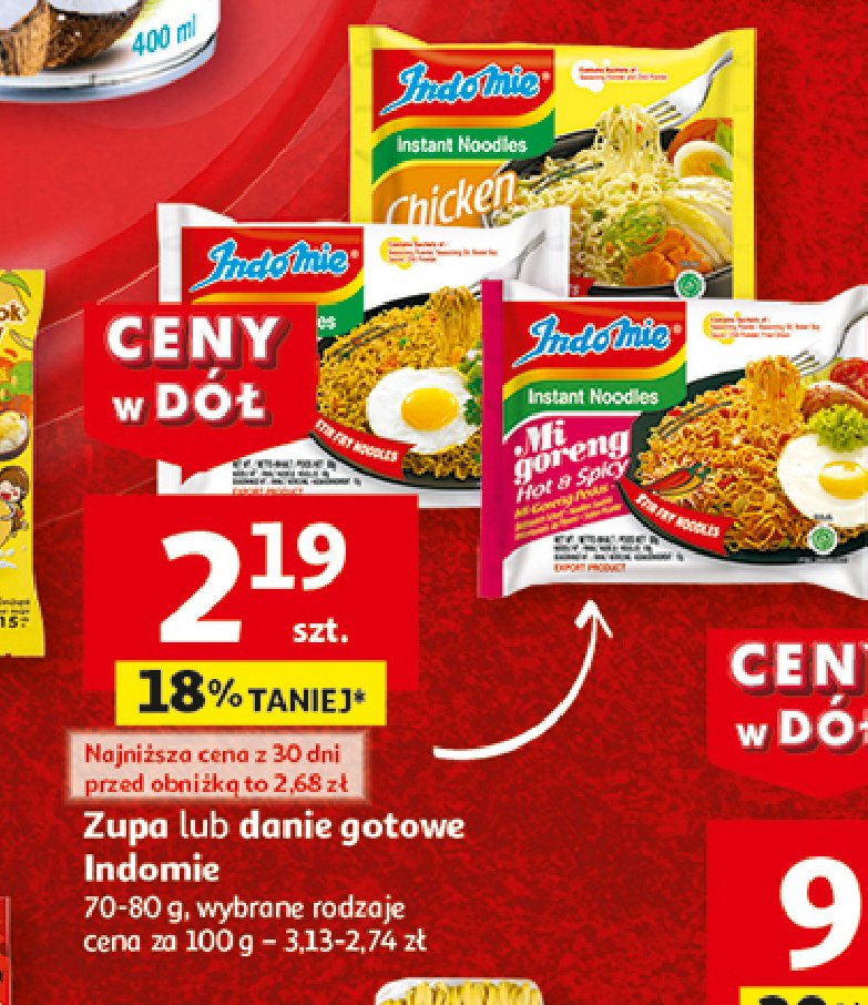 Zupa chicken flavour Indomie promocja w Auchan