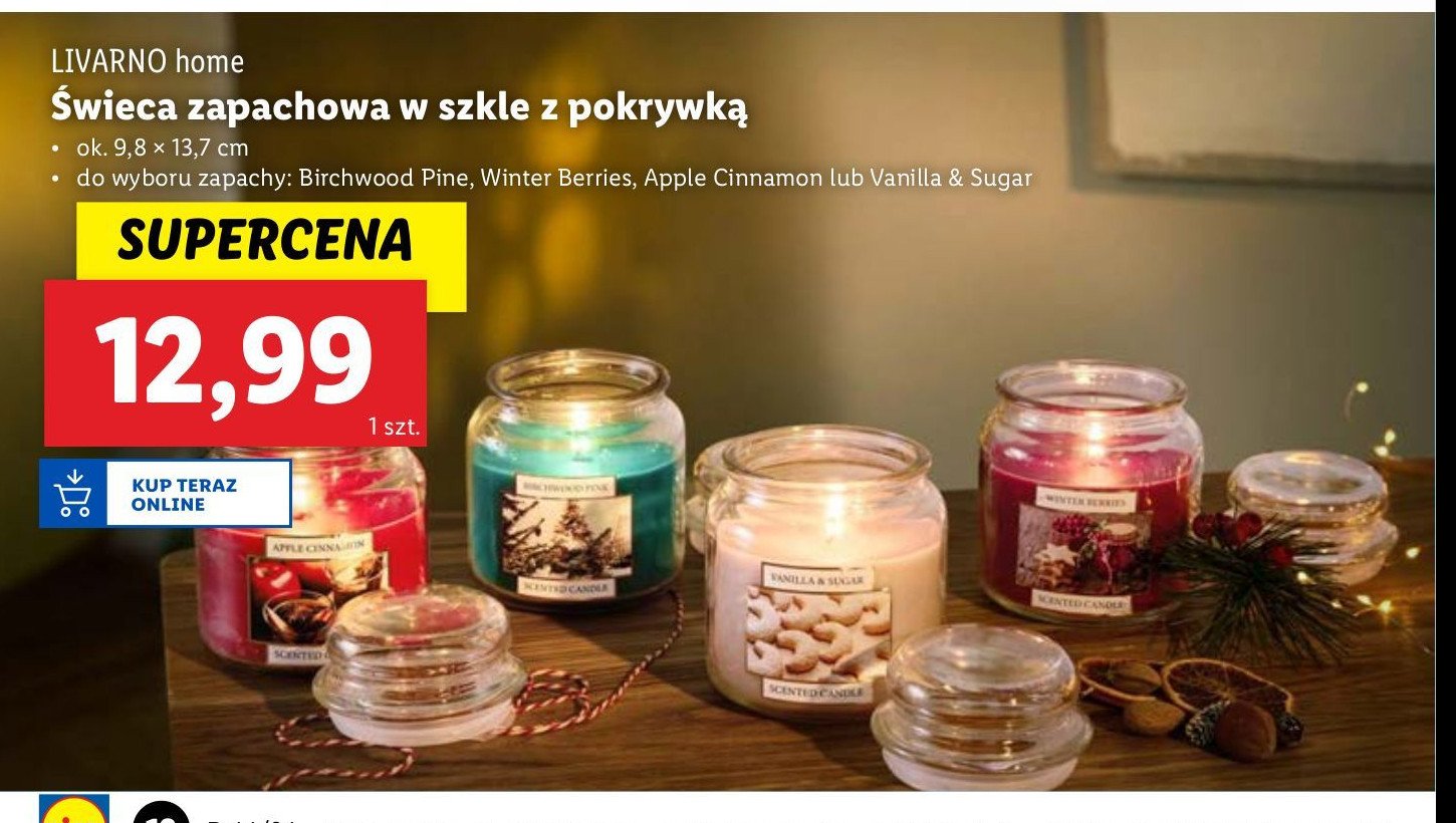 Świeca w szkle 9.8 x 13.7 cm wanilia z cukrem LIVARNO HOME promocja