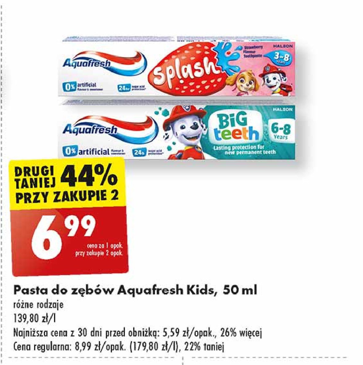 Pasta do zębow truskawkowa 3-8 lat Aquafresh splash promocja