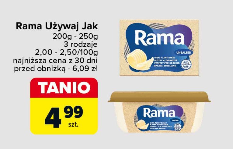 Margaryna Rama 100% roślinna promocja w Carrefour