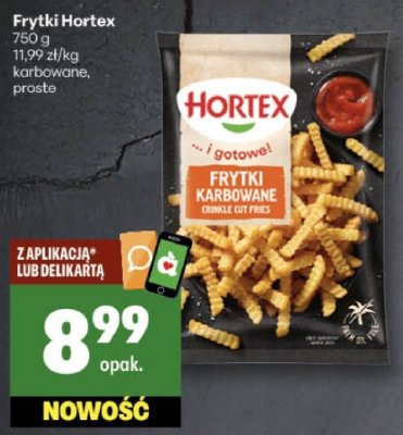 Frytki karbowane Hortex promocja w Delikatesy Centrum