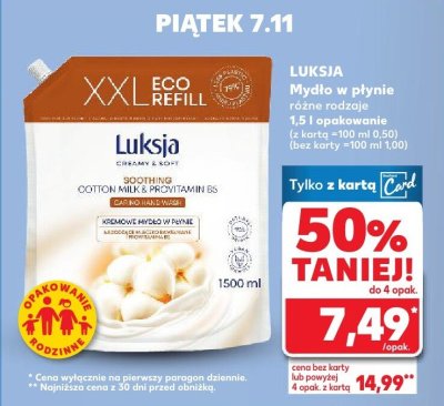 Mydło w płynie LUKSJA różne rodzaje 1.5 l  promocja w Kaufland