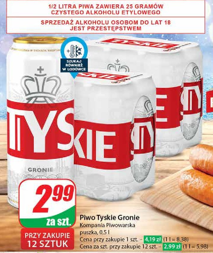 Piwo Tyskie Gronie promocja w Dino