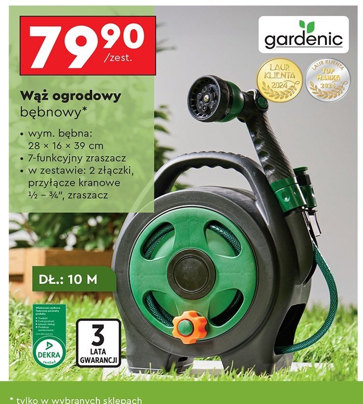 Wąż ogrodowy bębnowy 10 m Gardenic promocja w Biedronka