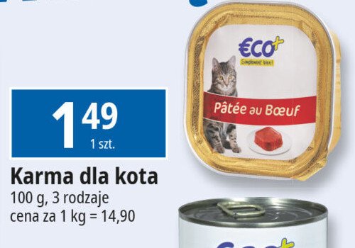 Karma dla kota z wołowiną Eco+ promocja w Leclerc