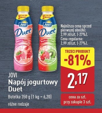Jogurt truskawka-kiwi Jovi duet promocja w Aldi