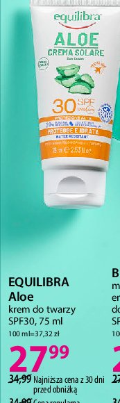 Krem ochronny spf 30+ Equilibra aloe promocja