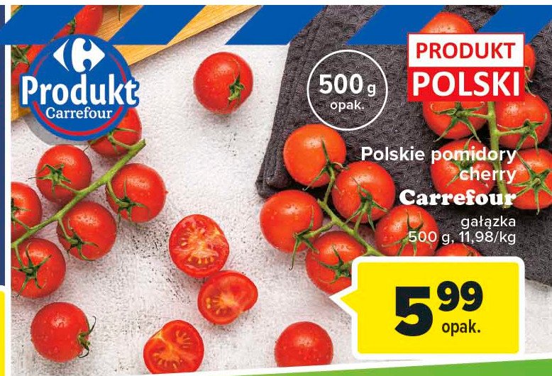 Pomidory cherry gałązka Carrefour targ świeżości promocja