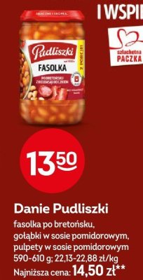 Danie Pudliszki fasolka po bretońsku, gołąbki w sosie pomidorowym, pulpety w sosie pomidorowym promocja w Żabka