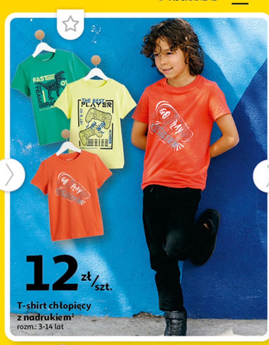 T-shirt chłopięcy z nadrukiem 3-14 lat Auchan inextenso promocja