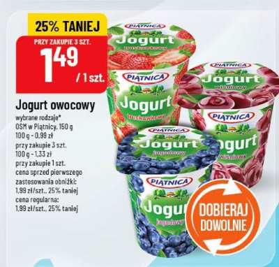 Jogurt owocowy, wybrane rodzaje promocja w POLOmarket